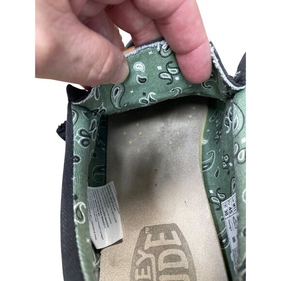 Hey Dude Wally Mens Charcoal Gray Black Washed Canvas Loafers shoes Sz 12 SKU 95 - Picture 8 of 14